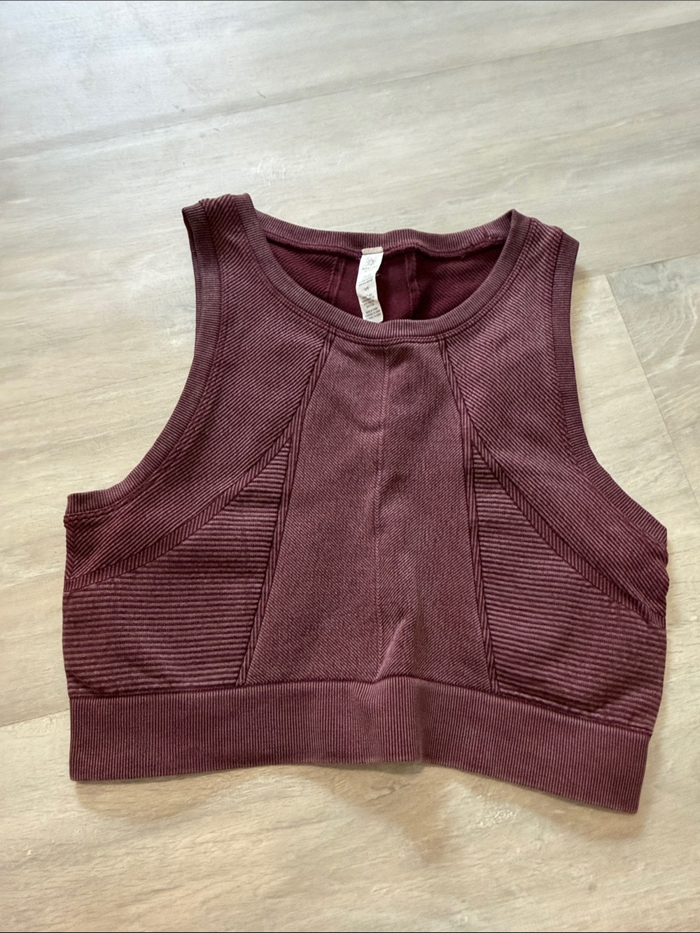 aerie Ribbed Seamless Crop Tank Top - Burgundy size large